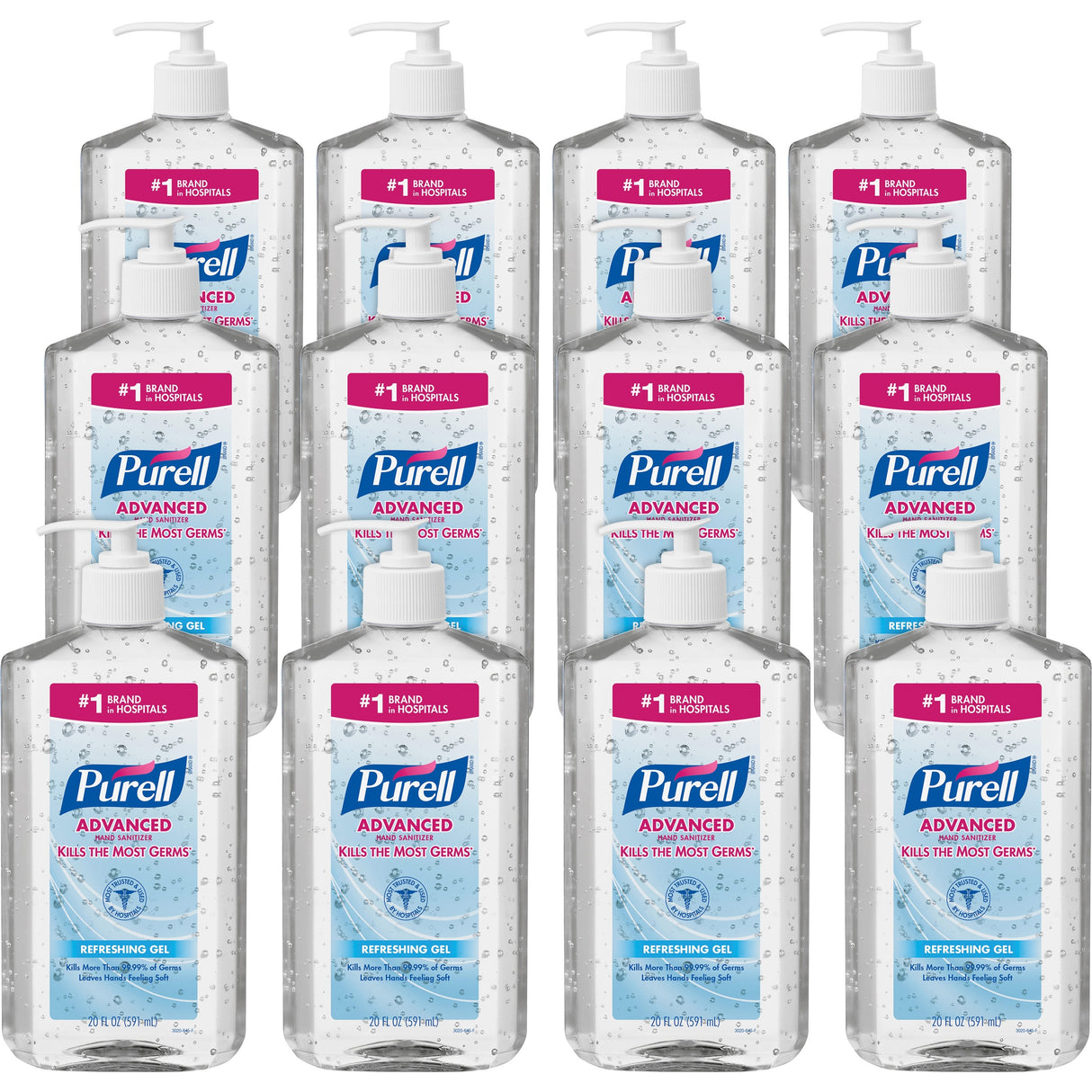 PURELL Advanced Hand Sanitizer Refreshing Gel, 20 oz Pump Bottle, Clean Scent, 12/Carton (302312)