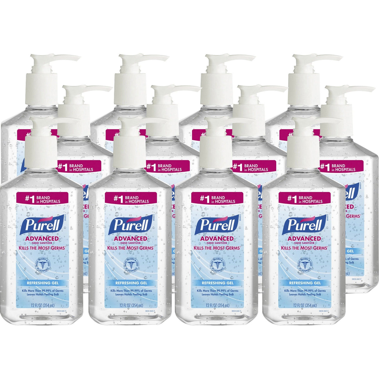 PURELL Advanced Hand Sanitizer Refreshing Gel, 12 oz Pump Bottle, Clean Scent, 12/Carton (365912CT)