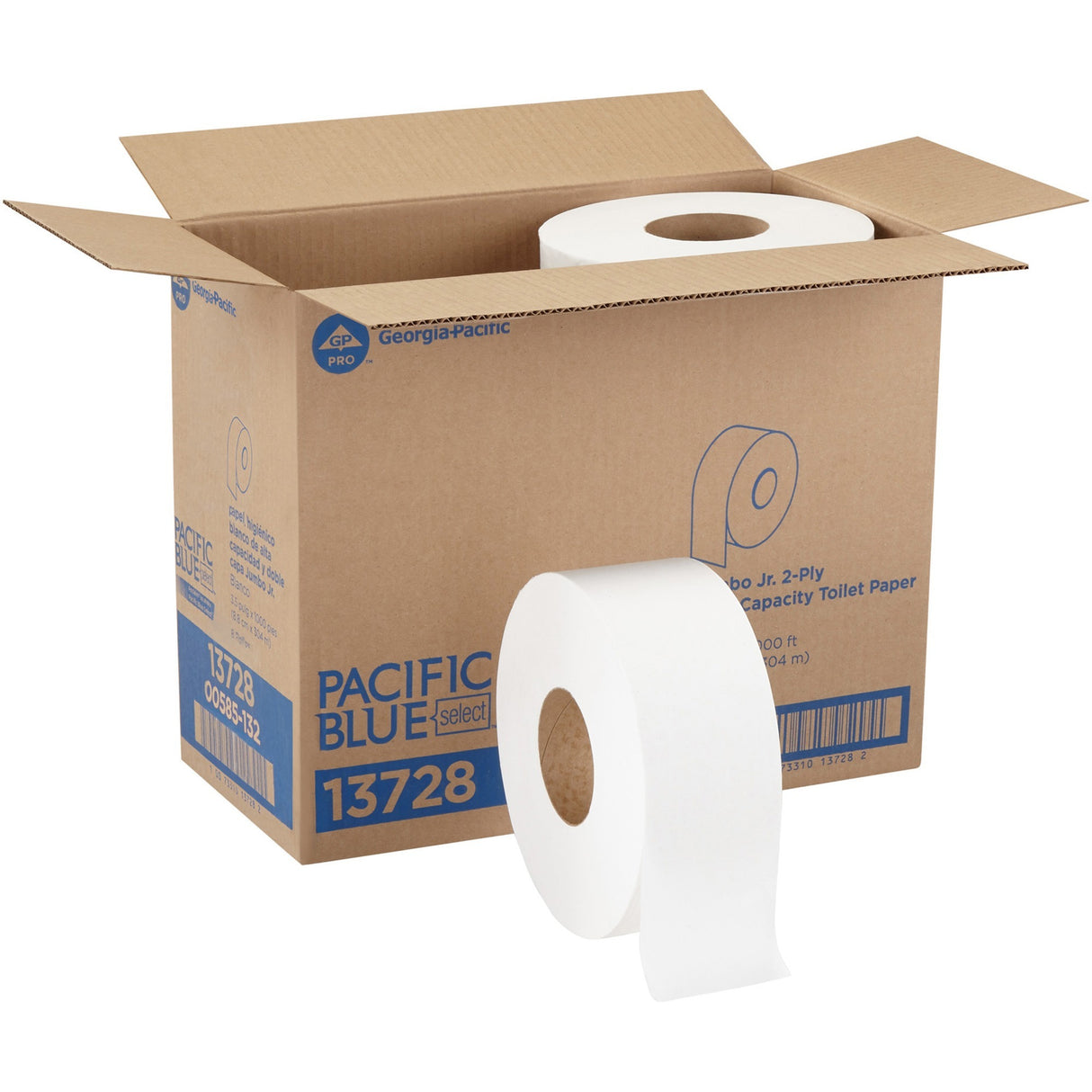 Pacific Blue® Jumbo Jr. Toilet Paper Rolls, 2-Ply, White, 8 Rolls (13728)