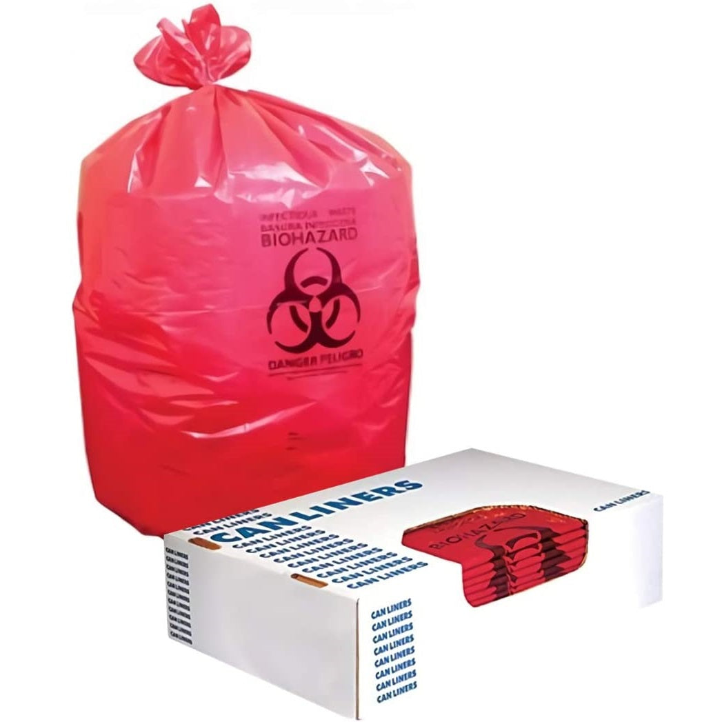 Heritage Healthcare Biohazard Printed Can Liners, 20-30 gal, 1.3 mil, 30" x 43", Red, 200/Carton (A6043PR)