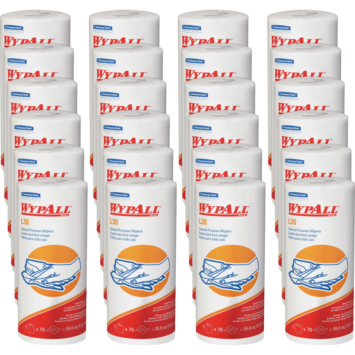 WypAll L30 Towels, 11 x 10.4, White, 70 Sheets/Roll (05843)