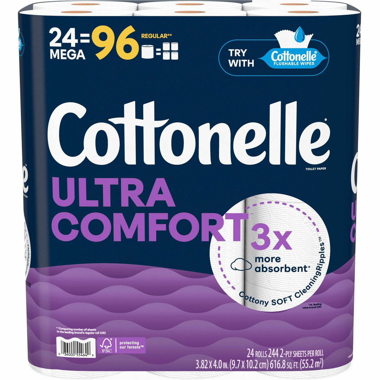 Cottonelle® Ultra Comfort Toilet Paper, 2-Ply, 224 Sheets, 24 Rolls (55464)