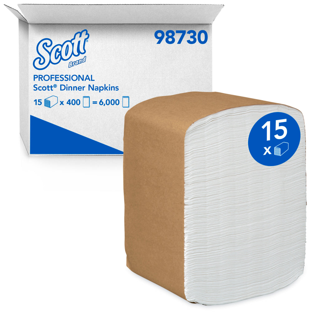 Scott Full-Fold Dispenser Napkins, 1-Ply, 12 x 17, White, 400/Pack, 15 Packs/Carton (98730)