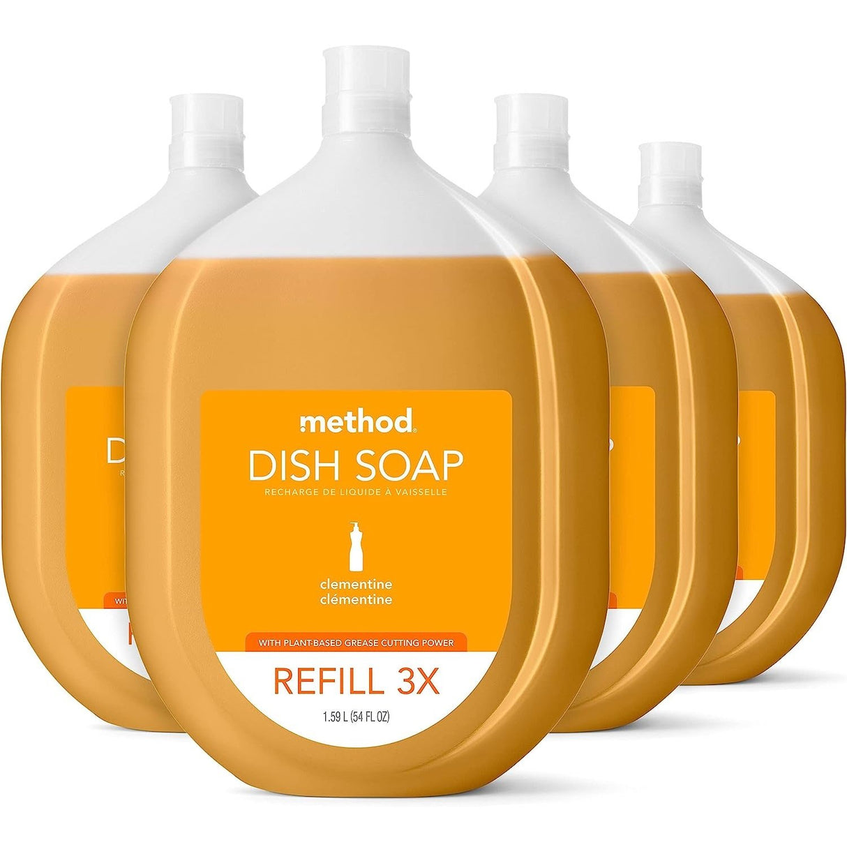 Method® Dish Soap Refill Tub, Clementine Scent, 54-oz., 4 Tubs (10576)