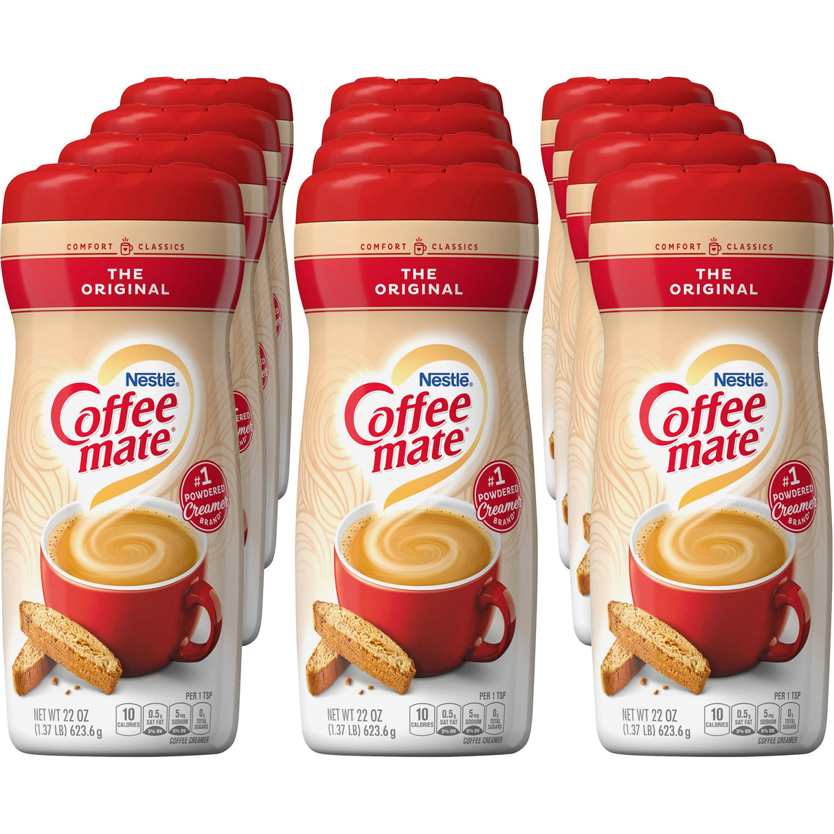 Coffee-mate Non-Dairy Powdered Creamer, Original, 22 oz Canister, 12/Carton (30212CT)