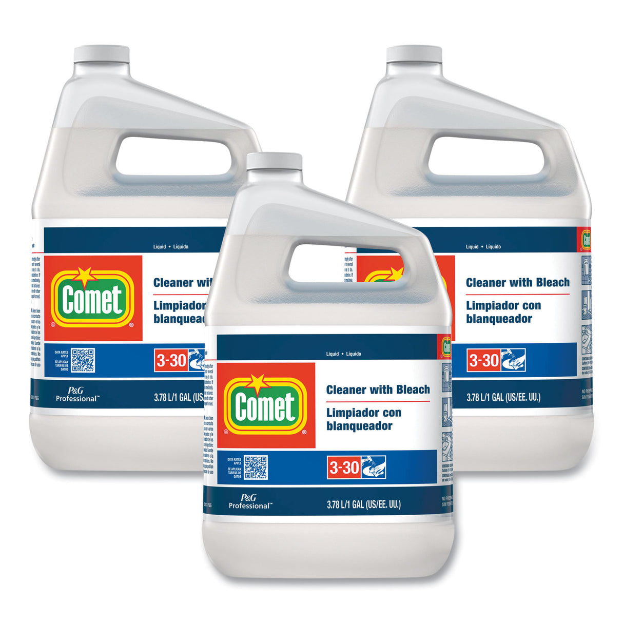 Comet Cleaner with Bleach, Liquid, One Gallon Bottle, 3/Carton (02291CT)