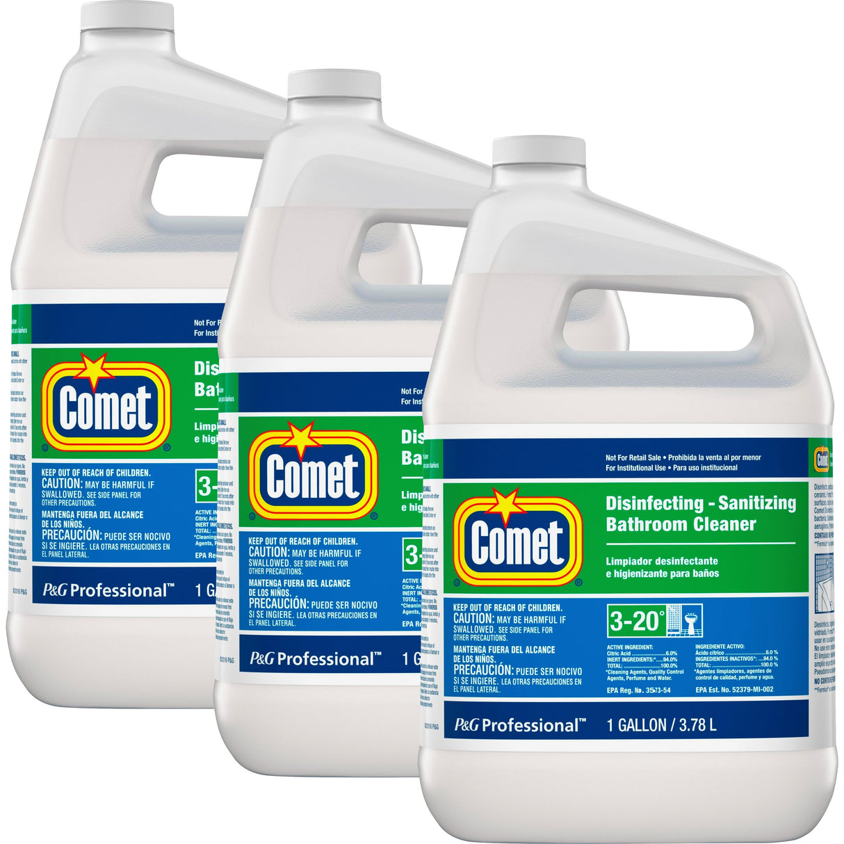 Comet Disinfecting-Sanitizing Bathroom Cleaner, One Gallon Bottle, 3/Carton (22570CT)