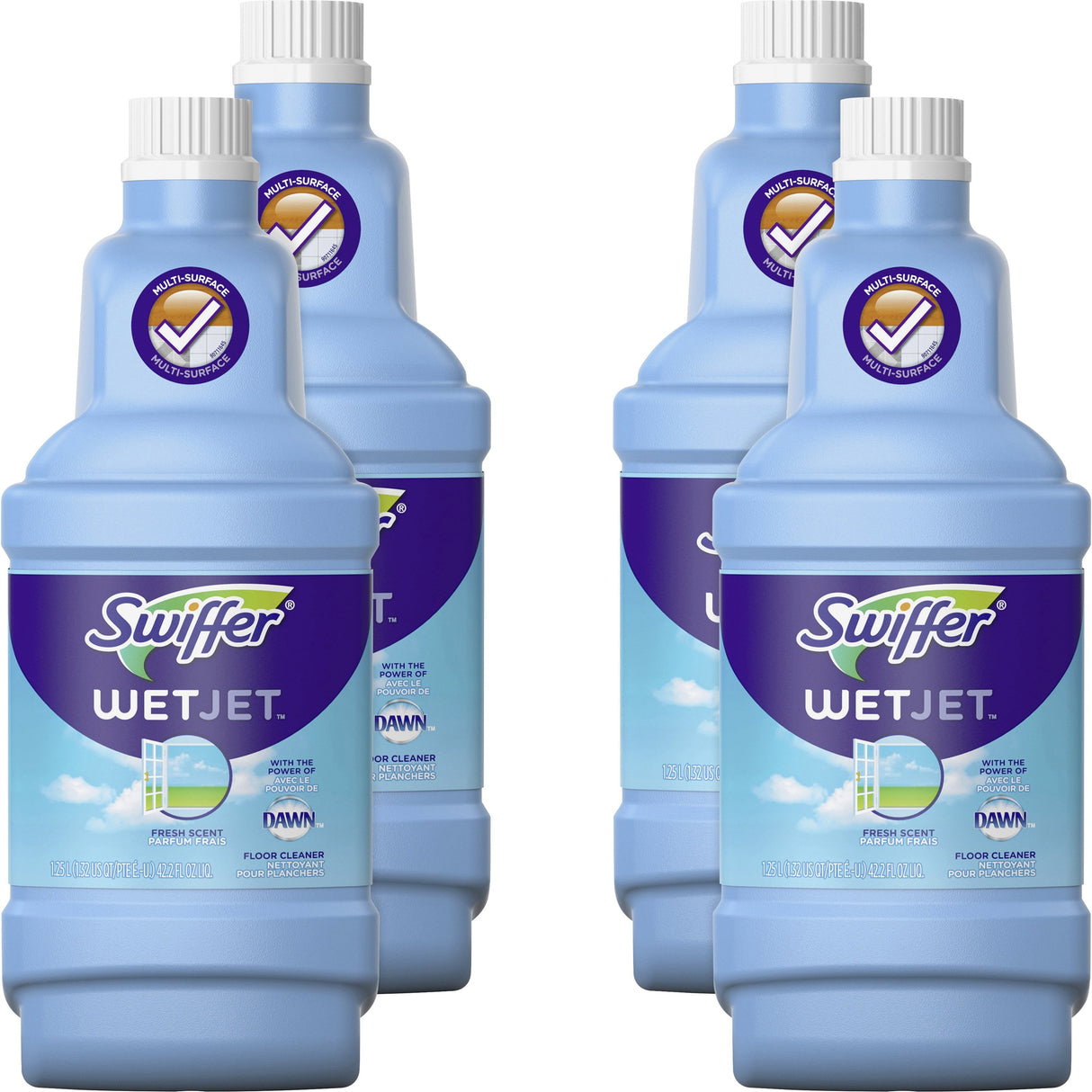 Swiffer WetJet System Cleaning-Solution Refill, Fresh Scent, 1.25 L Bottle, 4/Carton (77810)