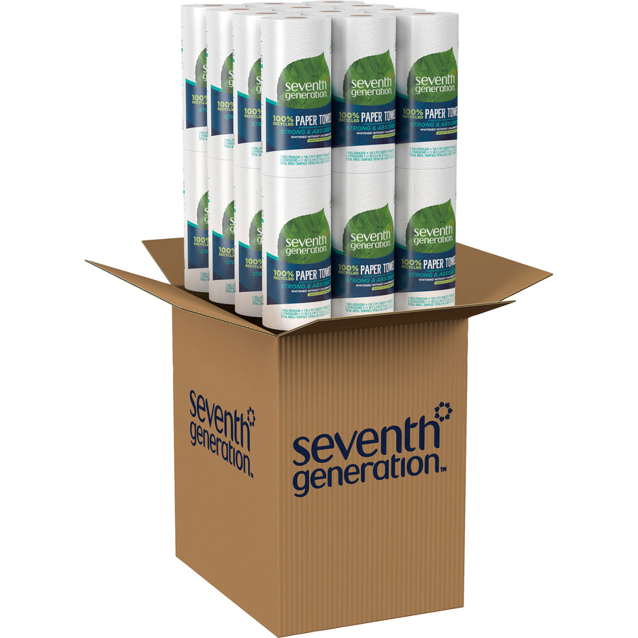 Seventh Generation 100% Recycled Paper Kitchen Towel Rolls, 2-Ply, 11 x 5.4, 156 Sheets/Roll, 24 Rolls/Carton (13722)