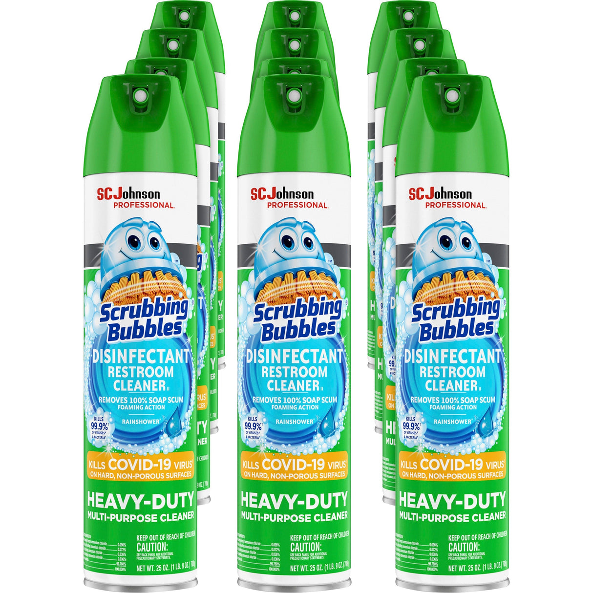 Scrubbing Bubbles Disinfectant Restroom Cleaner II, Rain Shower Scent, 25 oz Aerosol Spray, 12/Carton (313358)