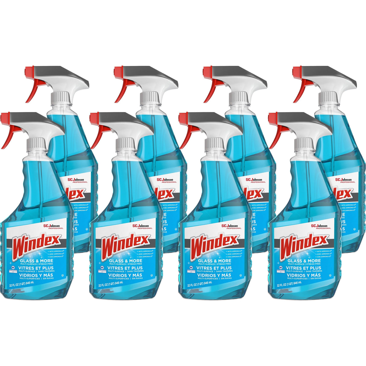 Windex Ammonia-D Glass Cleaner, Fresh, 32 oz Spray Bottle, 8/Carton (322338)