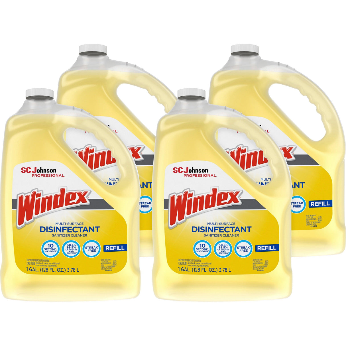 Windex® Multi-Surface Disinfectant Cleaner, Citrus, 1 Gal. Bottle, 4 Bottles (682265)