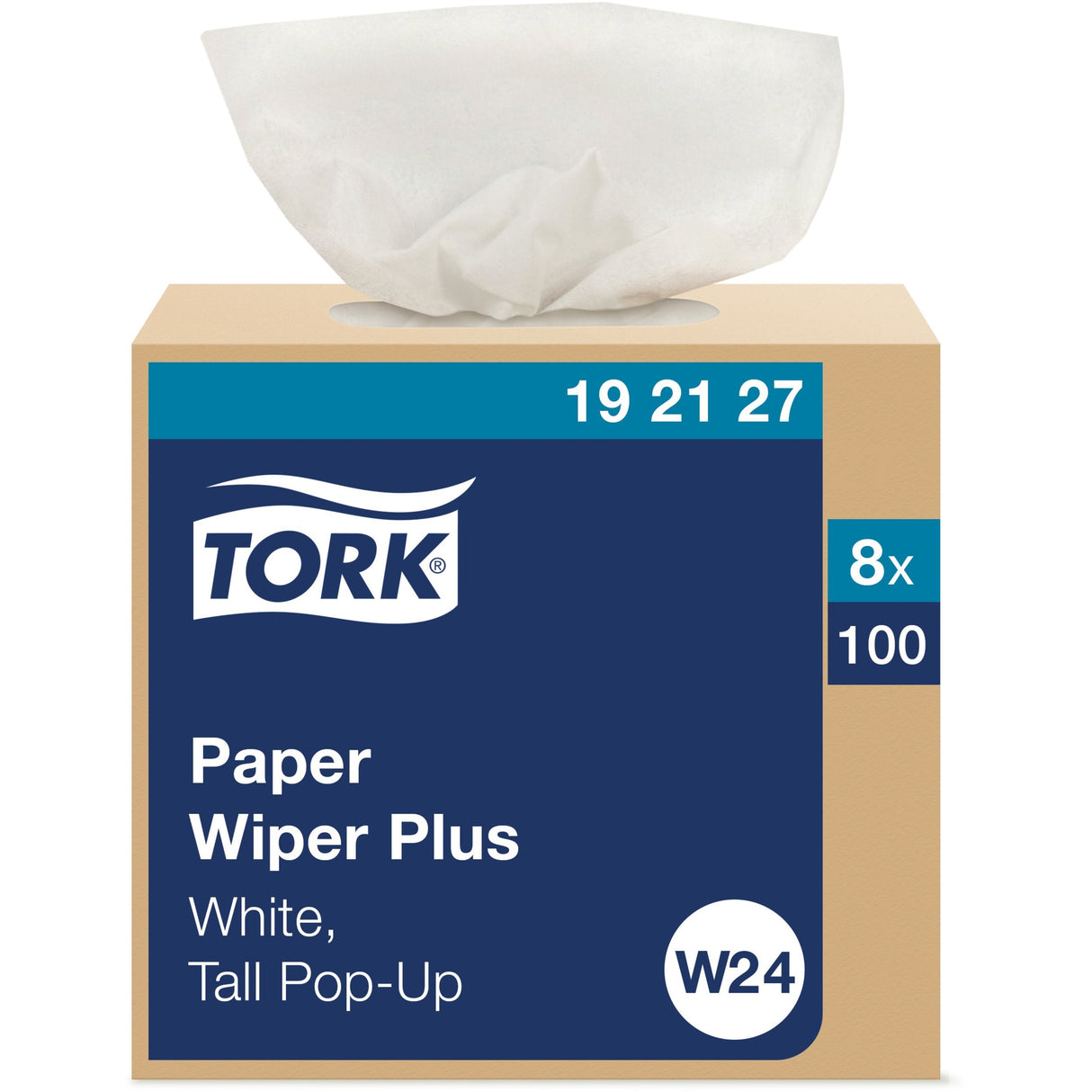 Tork® Multipurpose Paper Wiper, 1-Ply, White, 100 Wipes, 8 Boxes (192127)