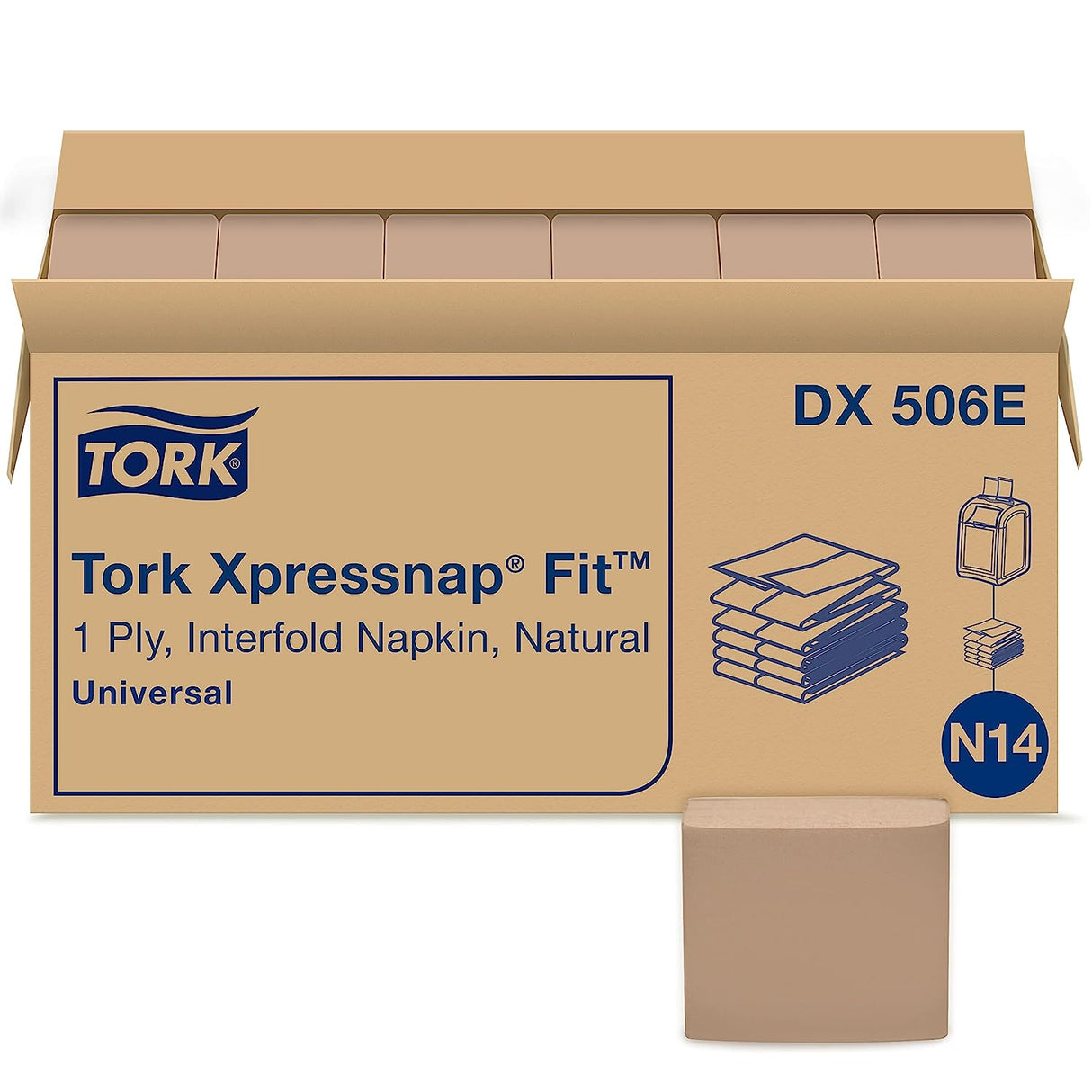 Tork® Xpressnap Fit Interfold Napkins, Brown, 240 Napkin Pack, 36 Packs (DX506E)