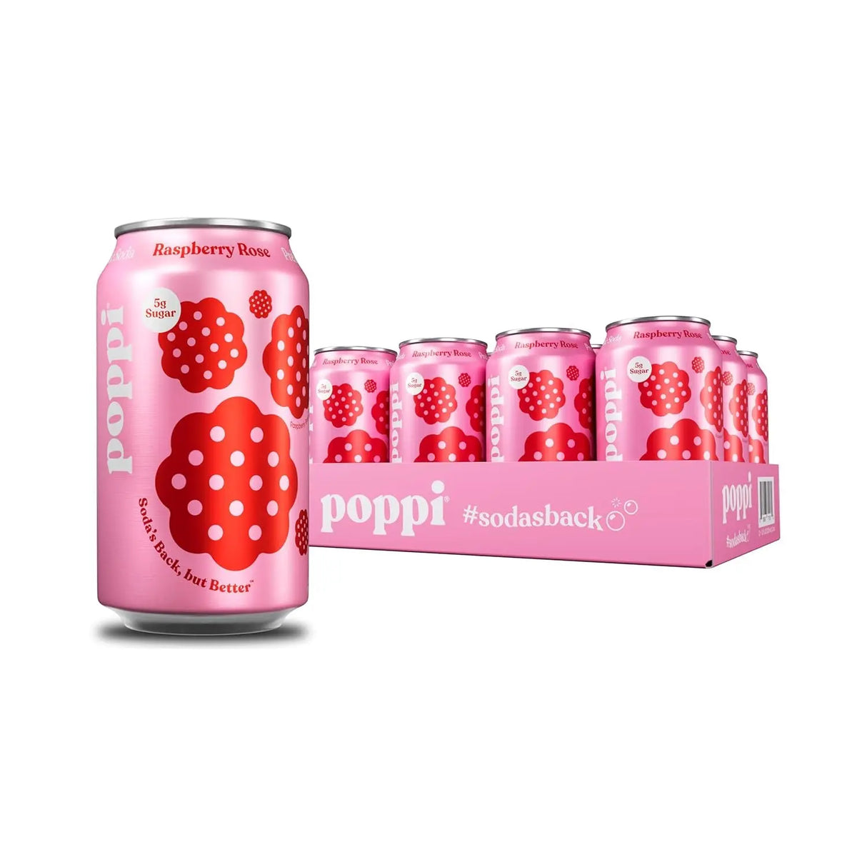 Sparkling Prebiotic Soda Beverage with Apple Cider Vinegar, Seltzer Water and Fruit Juice, Raspberry Rose Flavor, 12 Oz, Pack of 12, Packaging May Vary