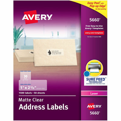 Avery Easy Peel Return Address Labels, Clear, 1500 / Box — view 1