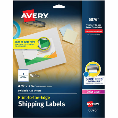 Avery Print to the Edge Shipping Labels, 4-3/4" x 7-3/4", 50 Labels ), White, 1 Pack — view 1