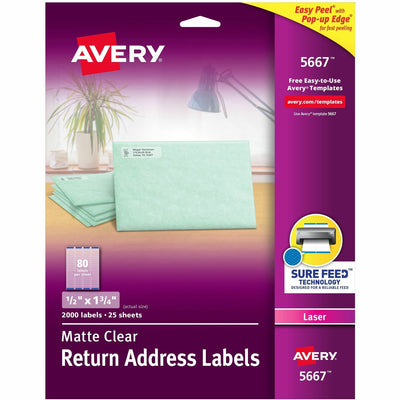 Avery Easy Peel Return Address Labels, Clear, 2000 / Pack — view 1