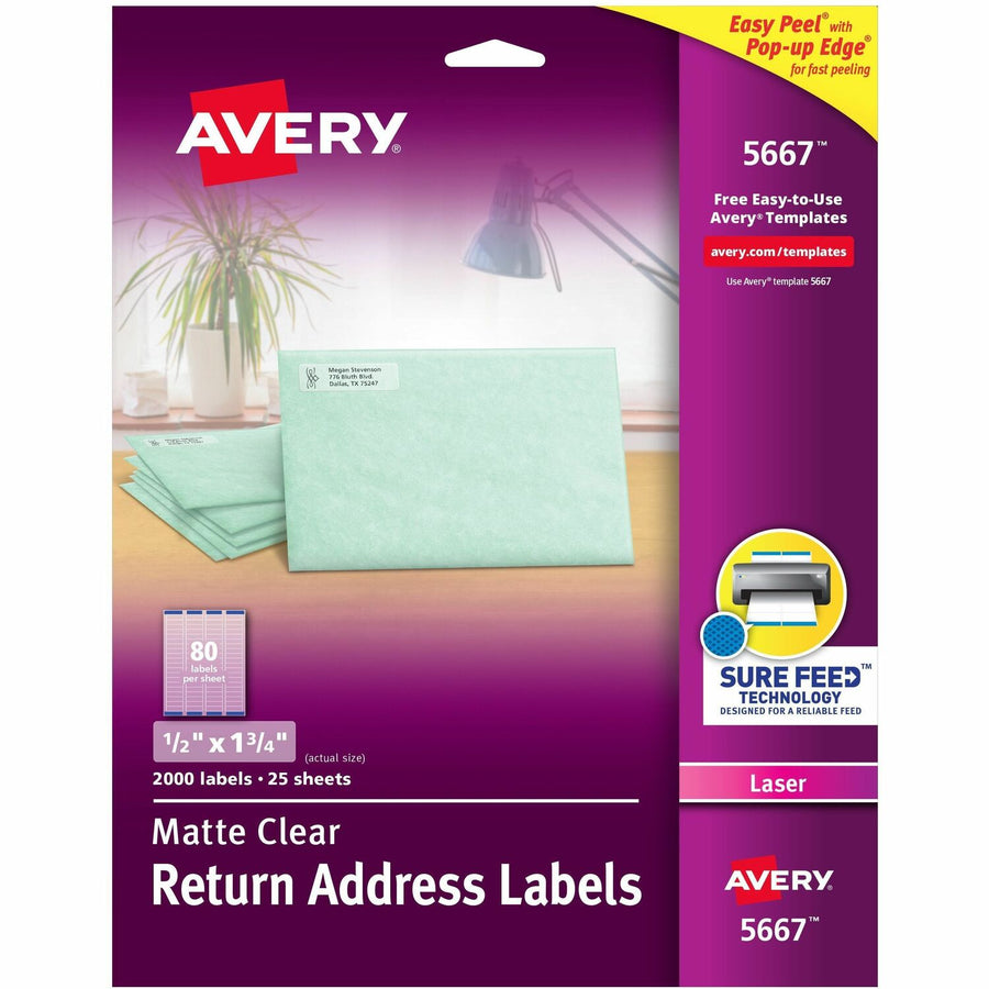 Avery Easy Peel Return Address Labels, Clear, 2000 / Pack — view 1