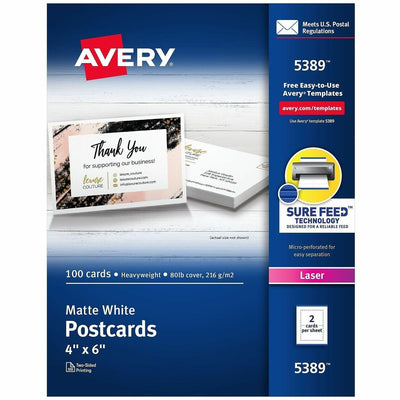 Avery Sure Feed Postcards, White, 4" x 6", 100 / Box — view 1
