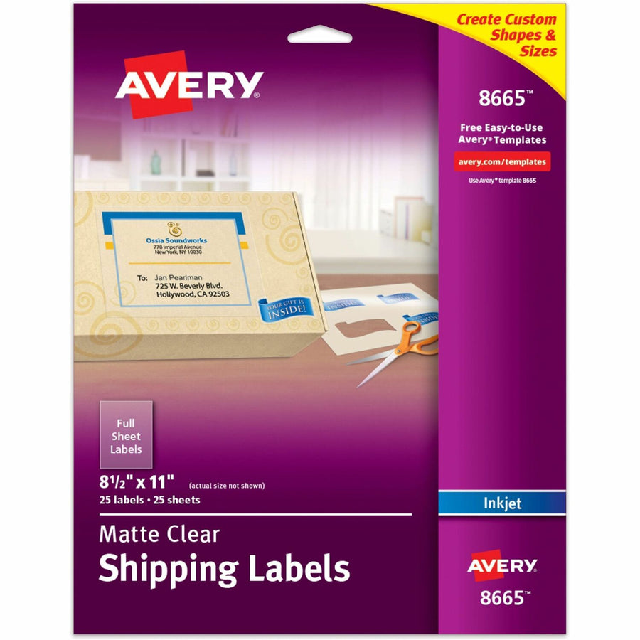 Avery Shipping Label, Clear, 25 / Pack — view 1