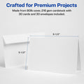 Avery Half-Fold Greeting Cards, Matte, 5-1/2" x 8-1/2", 30 Cards/Envelopes (8316), White, 8 1/2" x 5 1/2", 30 / Box, AVE8316