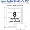 Avery Adhesive Name Badges, White, 400 / Box, AVE5395