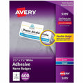 Avery Adhesive Name Badges, White, 400 / Box, AVE5395