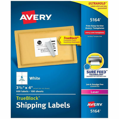 Avery Shipping Labels, 3-1/3" x 4", White, 600ct ), 600 / Box — view 1