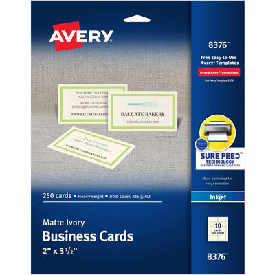 Avery Sure Feed Ivory Business Cards, 8 1/2" x 11", 250 / Pack — view 1