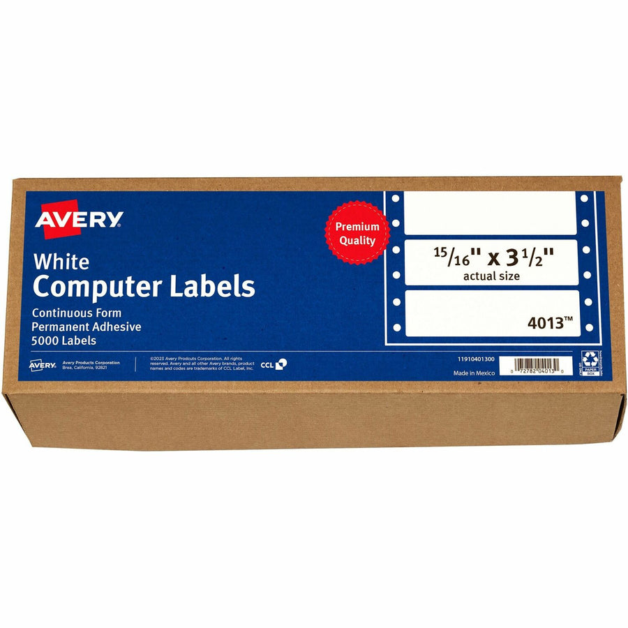 Avery Continuous Form Computer Labels, White, 5000 / Box — view 1