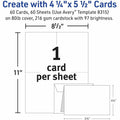 Avery Note Cards, White, 5 1/2" x 4 1/4", 60 / Box, AVE8315