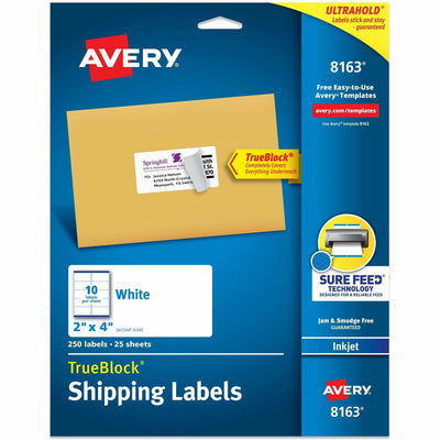 Avery Shipping Labels, Sure Feed, 2" x 4", 250 Labels ), White, 250 / Pack — view 1