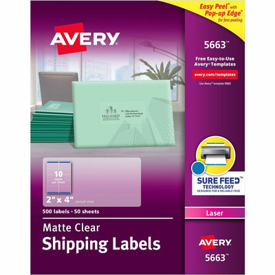 Avery Clear Shipping Labels, Sure Feed, 2" x 4", 500 Labels ), 500 / Box — view 1