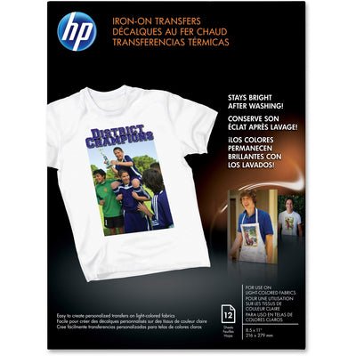 HP Inkjet Iron-On Transfers, White, 8 1/2" x 11", 1 Pack, HEWC6049A
