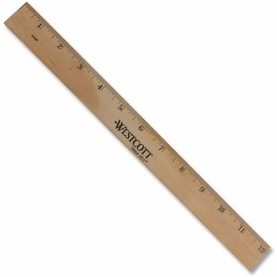 Acme United Westcott 12" Dual-Sided Inches/Metric Wood Ruler, 12EA/BX 144BX/CT — view 1