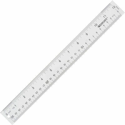 Acme United Westcott 12" Transparent Ruler, Clear, ACM10562