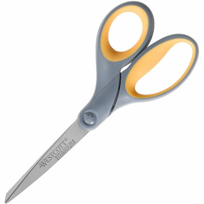 Acme United Westcott 7" Titanium Bonded Scissors, Gray/Yellow, ACM13526