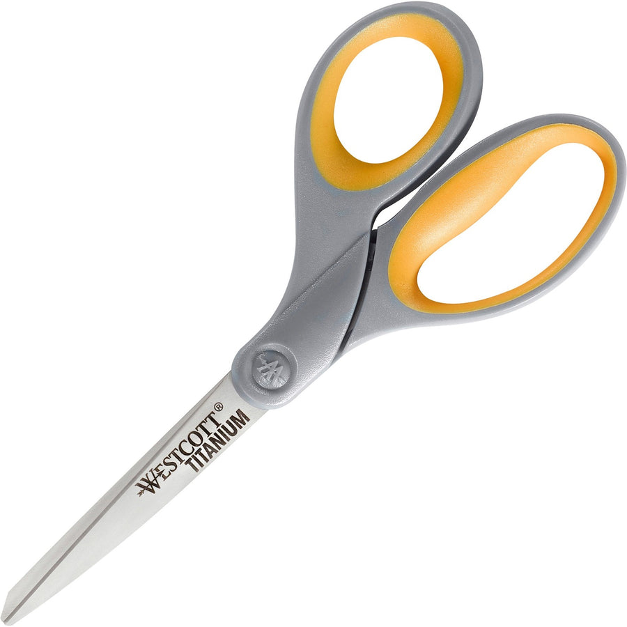 Acme United Westcott 8" Titanium Bonded Scissors, Gray/Yellow, 6EA/BX 12BX/CT — view 1