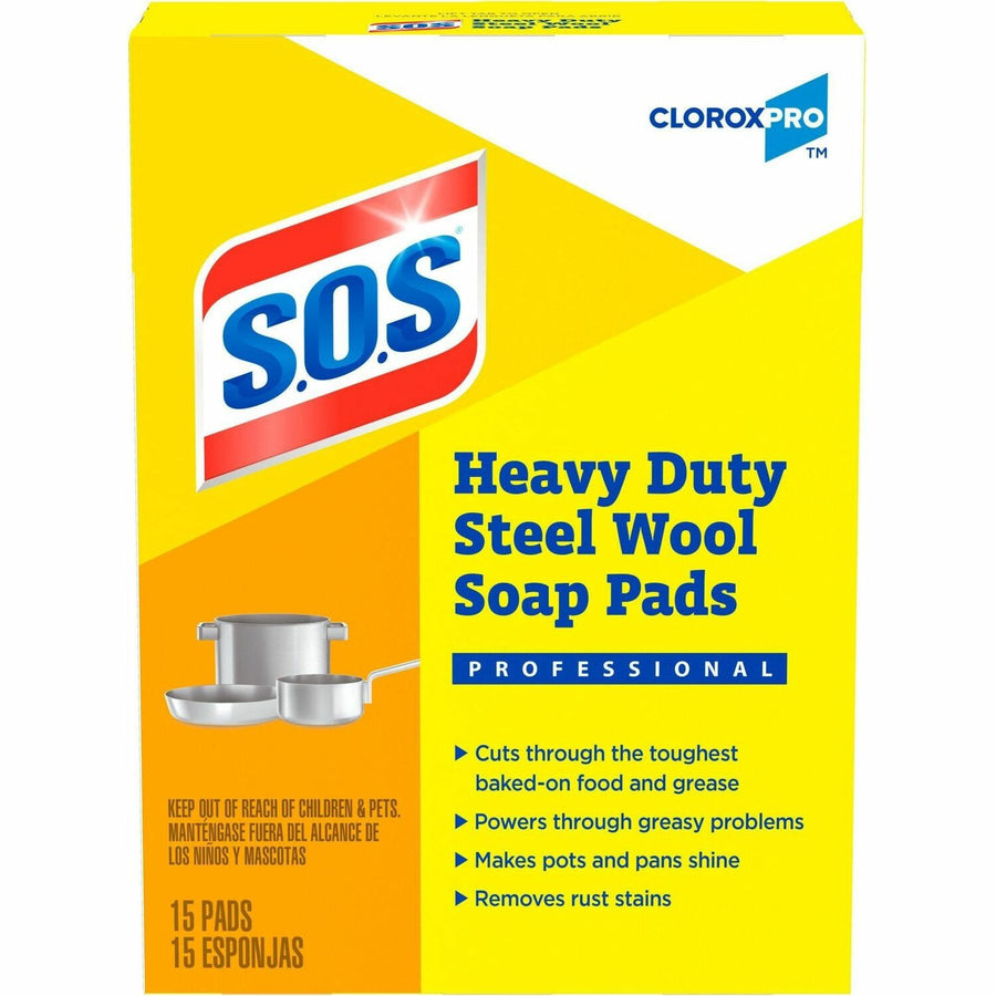 CloroxPro™ S.O.S® Steel Wool Soap Pads, Blue, Heavy Duty, 1 / Box, CLO88320