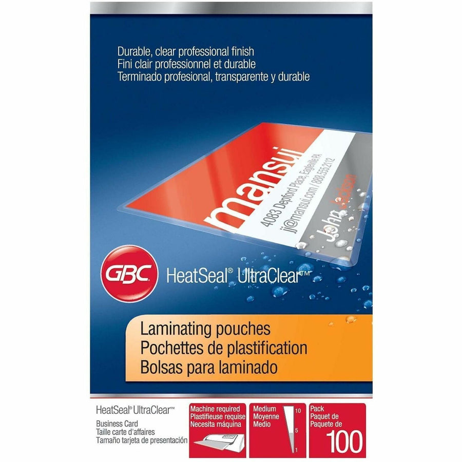 GBC HeatSeal UltraClear Laminating Pouches, 100 / Box, GBC3300371