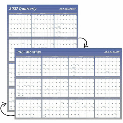 ACCO At-A-Glance Vertical Horizontal Reversible Erasable Wall Calendar, Blue, 36", 6EA/CT — view 1
