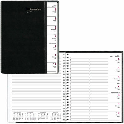 Dominion Blueline Brownline Pre-Vu Weekly Planner, Transparent Section, English, Black (CB920.BLK), 6 3/4", REDCB920BLK
