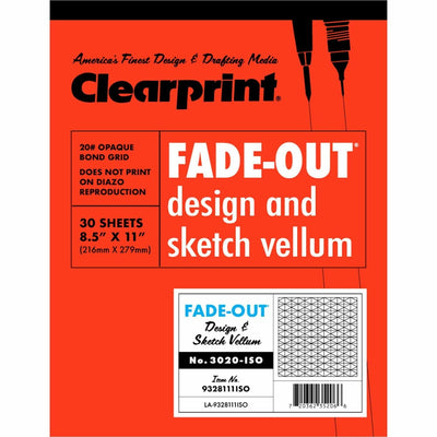 Chartpak Clearprint Isometric Grid Paper Pad - Letter, 8 1/2" x 11", 1 Pad, CLE932811ISO