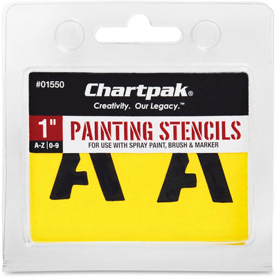 Chartpak Painting Letters/Numbers Stencils, Yellow, 1 Set, CHA01550