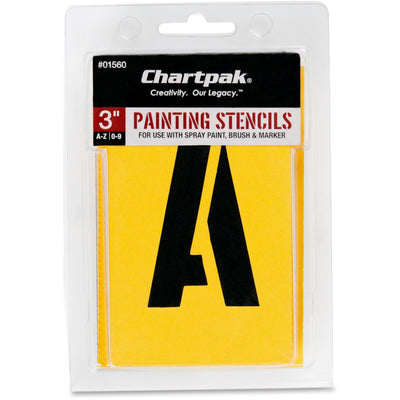 Chartpak Painting Letters/Numbers Stencils, Yellow, 1 Set, CHA01560
