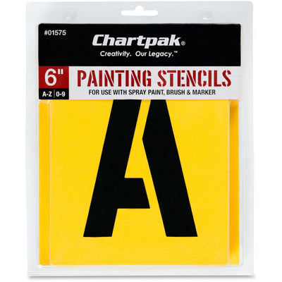 Chartpak Painting Letters/Numbers Stencils, Yellow, 1 Set, CHA01575