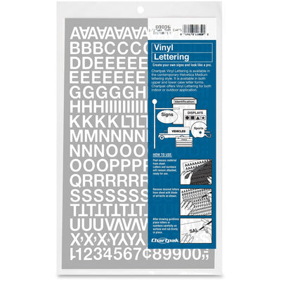 Chartpak Vinyl Helvetica Style Letters/Numbers, White, 1 Pack, CHA01016