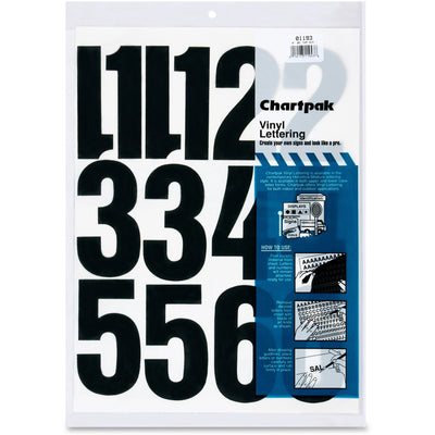 Chartpak Permanent Adhesive Vinyl Numbers, Black, 23 / Pack, CHA01193