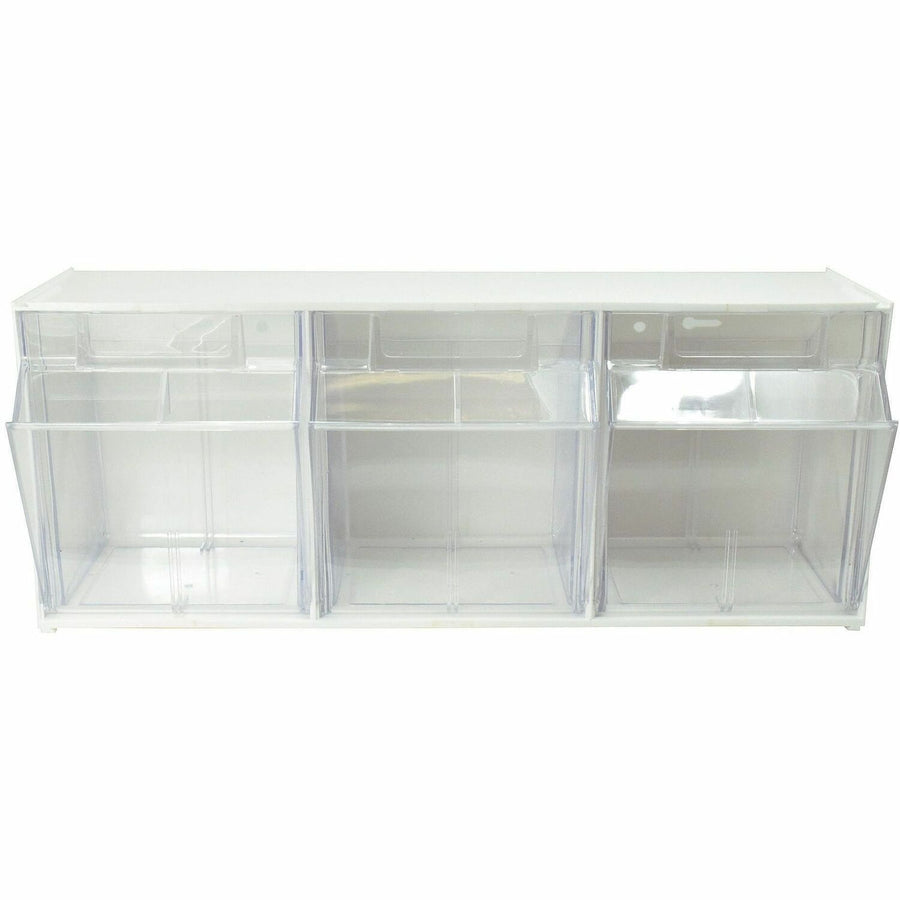 Deflecto Tilt Bin Interlocking Multi-Bin Storage Organizer, White, 4EA/CT — view 1